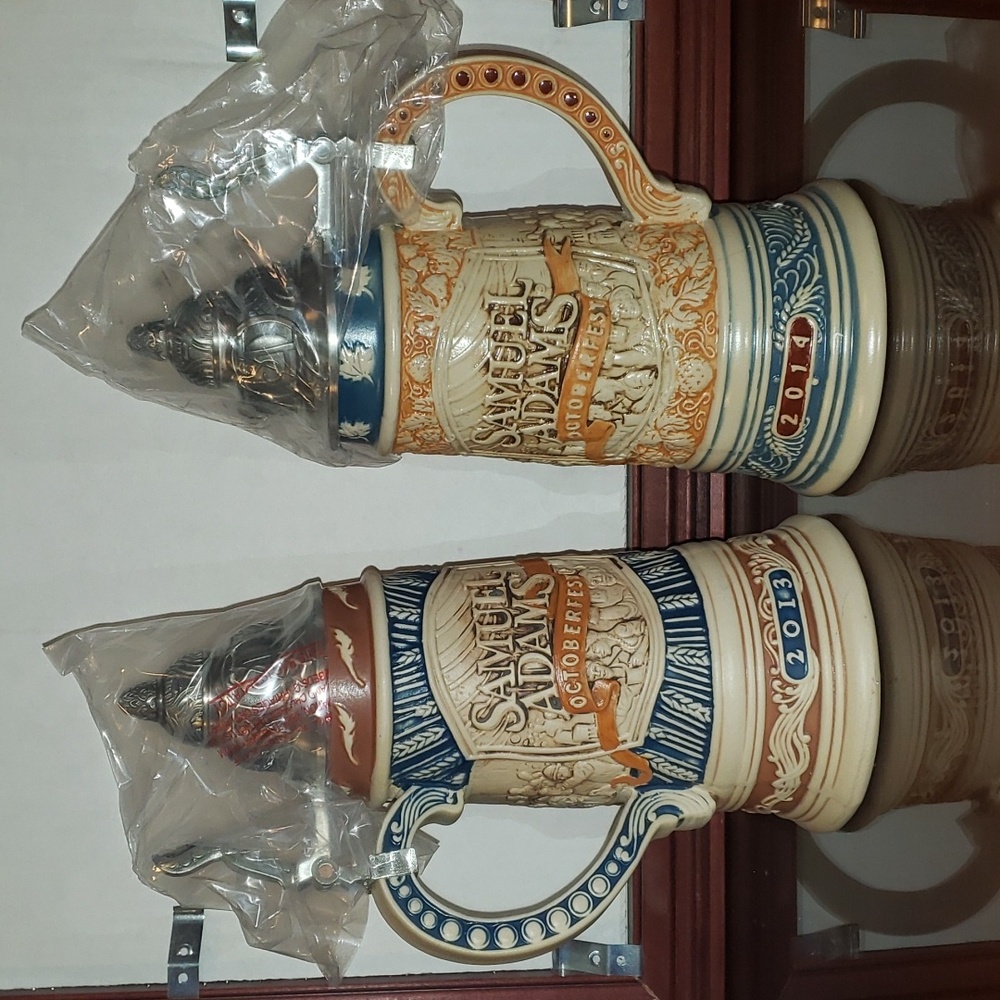 Samuel Adams 2013 & 2014 commemorative Octoberfest collectable steins